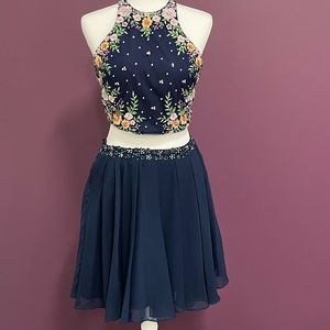 Hanna S 2-Piece Navy Beaded Dress